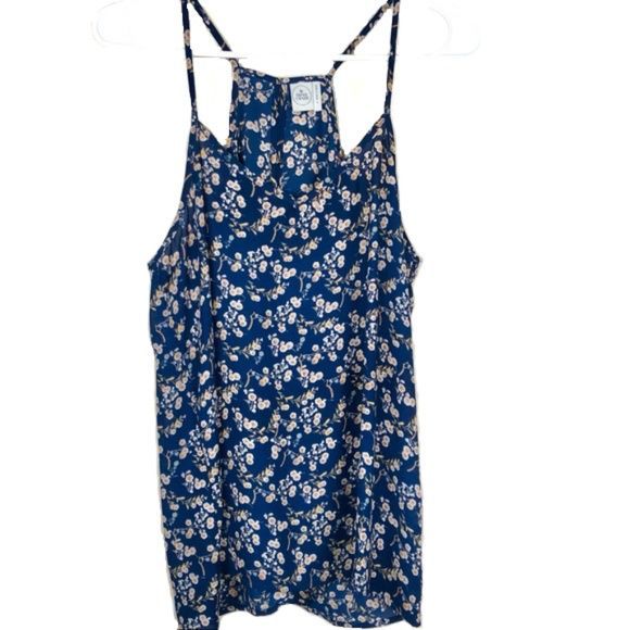 Paper Crane Tops - Paper Crane Blue Floral Racerback